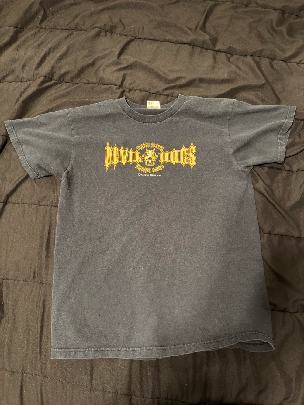 Vintage Graphic Tee - Black with Yellow Print
